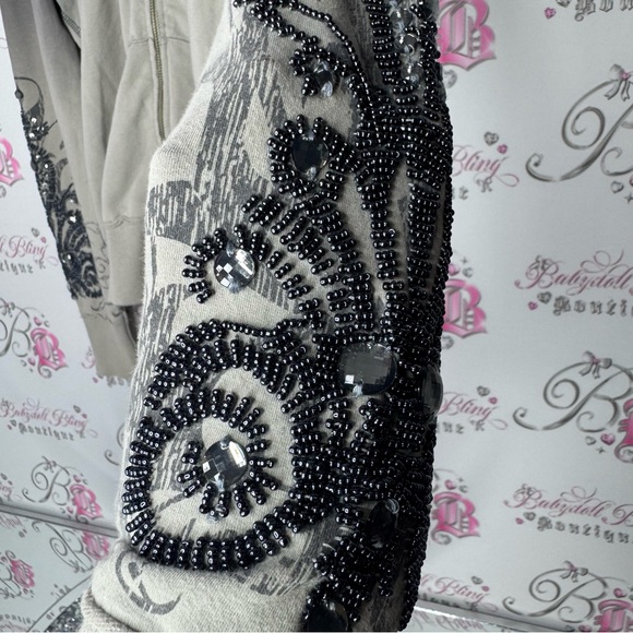 Guess sweater embroidered beads rhinestone jewels tattoo style ombré vintage - Picture 12 of 14